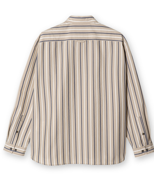 EDINBURGH CLUB(エディンバラクラブ)の「OVER FIT STRIPED SHIRT (BEIGE)(シャツ/ブラウス・メンズ・Beige・SMALL/MEDIUM/LARGE/X-LARGE)」の2枚目の写真