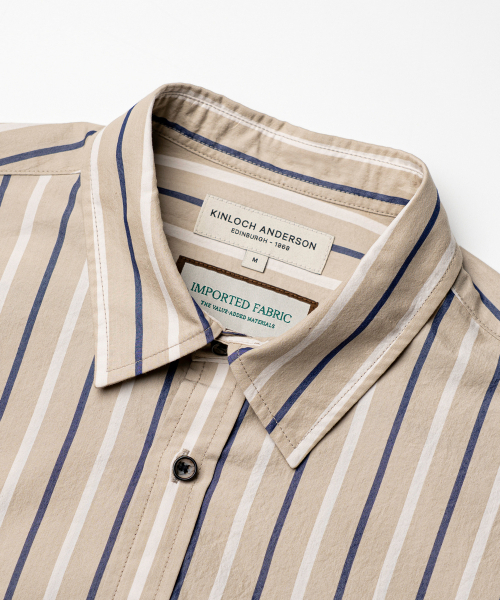 EDINBURGH CLUB(エディンバラクラブ)の「OVER FIT STRIPED SHIRT (BEIGE)(シャツ/ブラウス・メンズ・Beige・SMALL/MEDIUM/LARGE/X-LARGE)」の3枚目の写真