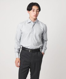 コットン ヘリンボーン ワイドカラー ドレスシャツ -形態安定-