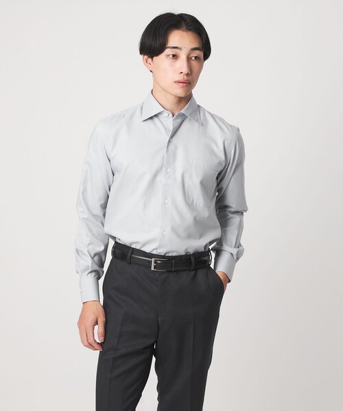 green label relaxing(グリーンレーベルリラクシング)の「コットン ヘリンボーン ワイドカラー ドレスシャツ -形態安定-(ビジネスシャツ・メンズ・ホワイト/ライトブルー/ライトグレー・43cm/39cm/42cm/41cm/40cm/37cm/38cm)」の3枚目の写真