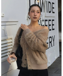 PHOS333（フォースサンサンサン）の「Hairy Cardigan/Beige（カーディガン/ボレロ）」