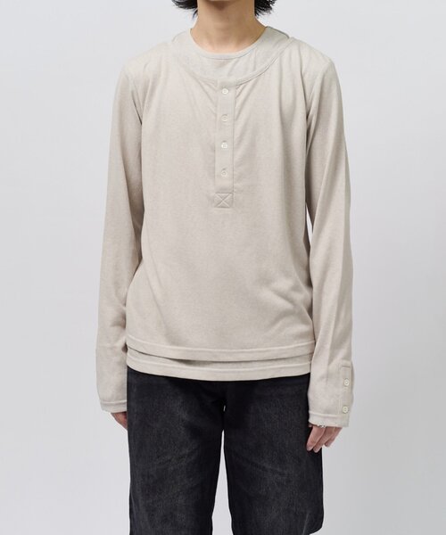 Lui's(ルイス)の「レイヤードヘンリーネックカットソー(Tシャツ/カットソー・メンズ・ライトグレー/チャコールグレー/ブラック・M/S)」の10枚目の写真