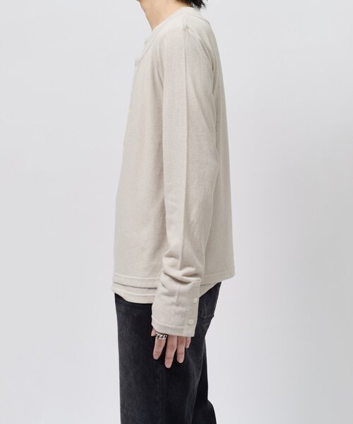 Lui's(ルイス)の「レイヤードヘンリーネックカットソー(Tシャツ/カットソー・メンズ・ライトグレー/チャコールグレー/ブラック・M/S)」の12枚目の写真
