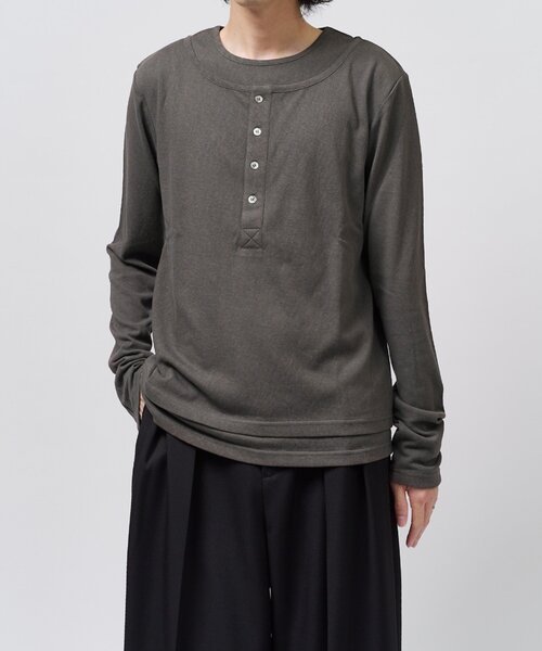 Lui's(ルイス)の「レイヤードヘンリーネックカットソー(Tシャツ/カットソー・メンズ・ライトグレー/チャコールグレー/ブラック・M/S)」の20枚目の写真