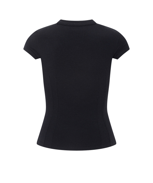PLEASENOFOLLOW（プリーズノーフォロー）の「Pansy Pocket Button Short Sleeve Top (Black)（Tシャツ/カットソー・レディース・その他・FREE）」の3枚目の写真