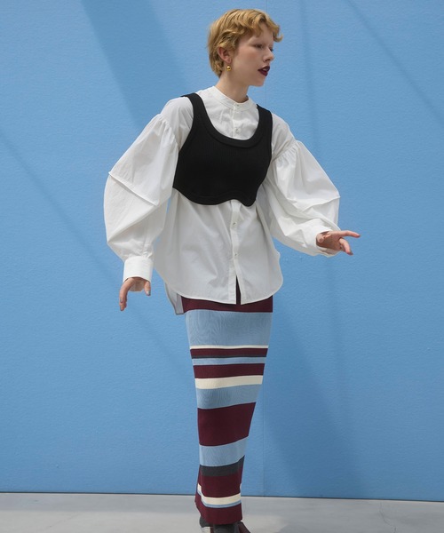 OMMO(オーエムエムオー)の「GATHER SLEEVE SHIRT(シャツ/ブラウス・レディース・ホワイト/ブルー系その他・F)」の21枚目の写真