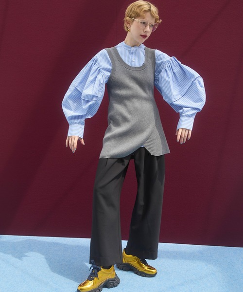 OMMO(オーエムエムオー)の「GATHER SLEEVE SHIRT(シャツ/ブラウス・レディース・ホワイト/ブルー系その他・F)」の9枚目の写真