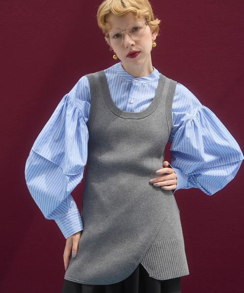 OMMO(オーエムエムオー)の「GATHER SLEEVE SHIRT(シャツ/ブラウス・レディース・ホワイト/ブルー系その他・F)」の10枚目の写真