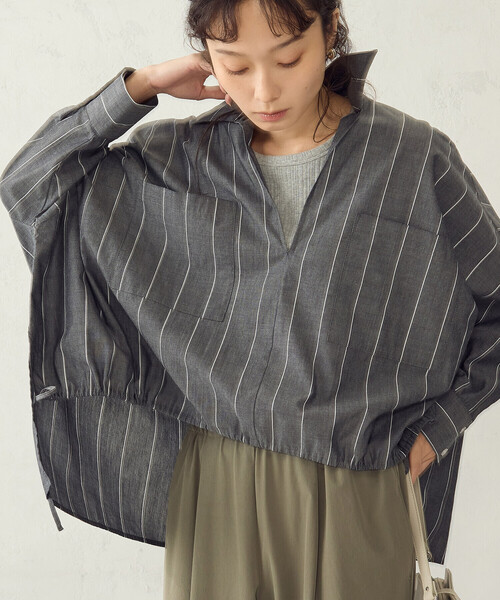 COMME CA ISM(コムサイズム)の「ストライプ スキッパーブラウス(シャツ/ブラウス・レディース・ブルー系その他/グレー系その他・FREE)」の11枚目の写真