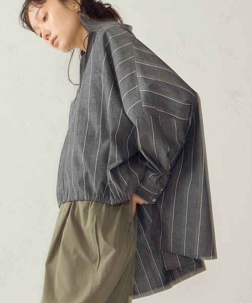 COMME CA ISM(コムサイズム)の「ストライプ スキッパーブラウス(シャツ/ブラウス・レディース・ブルー系その他/グレー系その他・FREE)」の10枚目の写真