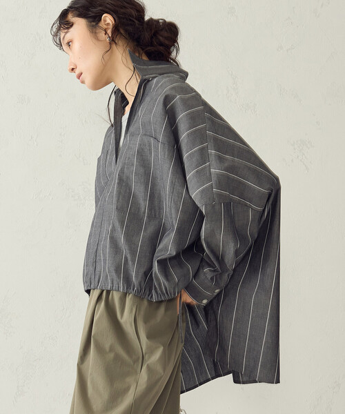 COMME CA ISM(コムサイズム)の「ストライプ スキッパーブラウス(シャツ/ブラウス・レディース・ブルー系その他/グレー系その他・FREE)」の9枚目の写真