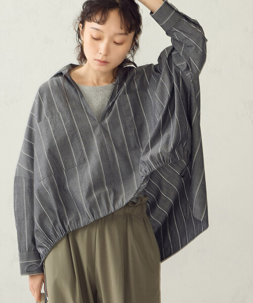 COMME CA ISM(コムサイズム)の「ストライプ スキッパーブラウス(シャツ/ブラウス・レディース・ブルー系その他/グレー系その他・FREE)」の19枚目の写真