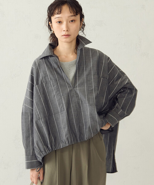 COMME CA ISM(コムサイズム)の「ストライプ スキッパーブラウス(シャツ/ブラウス・レディース・ブルー系その他/グレー系その他・FREE)」の18枚目の写真