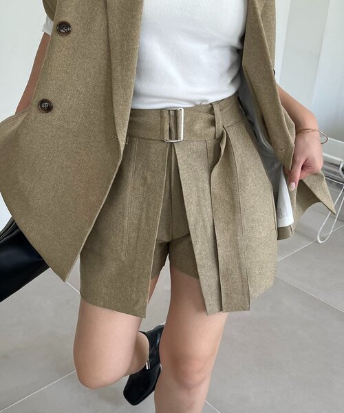 CAPRICIEUX LE'MAGE(カプリシューレマージュ)の「【セットアップ対応】スカートレイヤードショートパンツ(その他パンツ・レディース・モカ/ブラック/ベージュ・38/36)」の3枚目の写真