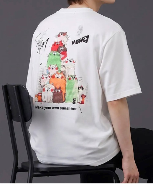 revertical(リバーティカル)の「キャットグラフィック バックプリント 半袖Tシャツ(Tシャツ/カットソー・メンズ・ブラック/ホワイト・MEDIUM/LARGE)」の1枚目の写真