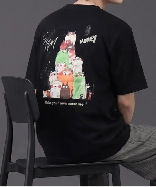 revertical(リバーティカル)の「キャットグラフィック バックプリント 半袖Tシャツ(Tシャツ/カットソー・メンズ・ブラック/ホワイト・MEDIUM/LARGE)」の2枚目の写真