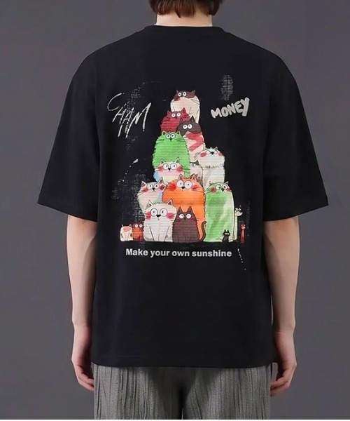 revertical(リバーティカル)の「キャットグラフィック バックプリント 半袖Tシャツ(Tシャツ/カットソー・メンズ・ブラック/ホワイト・MEDIUM/LARGE)」の9枚目の写真