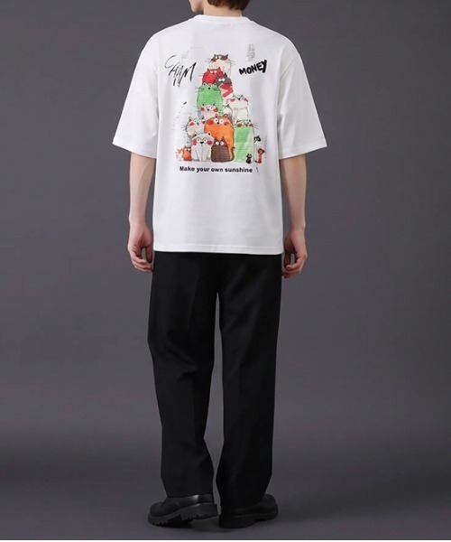 revertical(リバーティカル)の「キャットグラフィック バックプリント 半袖Tシャツ(Tシャツ/カットソー・メンズ・ブラック/ホワイト・MEDIUM/LARGE)」の6枚目の写真