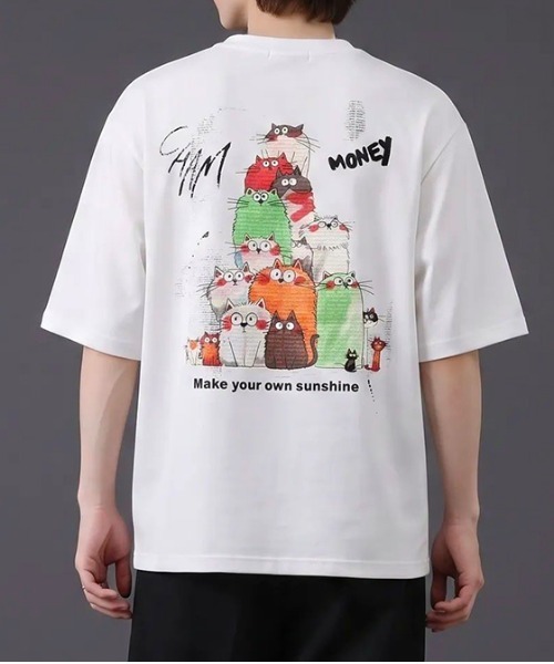 revertical(リバーティカル)の「キャットグラフィック バックプリント 半袖Tシャツ(Tシャツ/カットソー・メンズ・ブラック/ホワイト・MEDIUM/LARGE)」の3枚目の写真