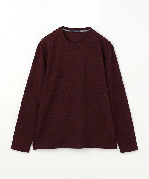 NICOLE selection(ニコルセレクション)の「シェブロン柄ブリスタージャカードクルー―ネックカットソー(Tシャツ/カットソー・メンズ・ネイビー/ホワイト/ブラック/ボルドー・M/XL/L)」の12枚目の写真