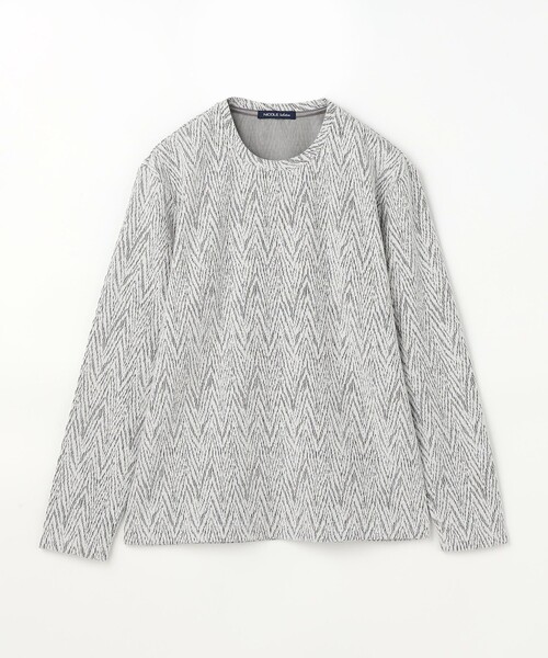 NICOLE selection(ニコルセレクション)の「シェブロン柄ブリスタージャカードクルー―ネックカットソー(Tシャツ/カットソー・メンズ・ネイビー/ホワイト/ブラック/ボルドー・M/XL/L)」の13枚目の写真