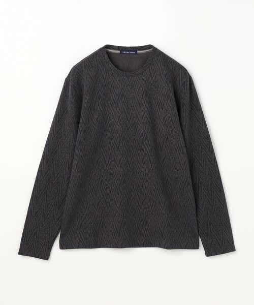 NICOLE selection(ニコルセレクション)の「シェブロン柄ブリスタージャカードクルー―ネックカットソー(Tシャツ/カットソー・メンズ・ネイビー/ホワイト/ブラック/ボルドー・M/XL/L)」の14枚目の写真
