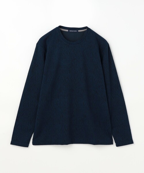 NICOLE selection(ニコルセレクション)の「シェブロン柄ブリスタージャカードクルー―ネックカットソー(Tシャツ/カットソー・メンズ・ネイビー/ホワイト/ブラック/ボルドー・M/XL/L)」の15枚目の写真