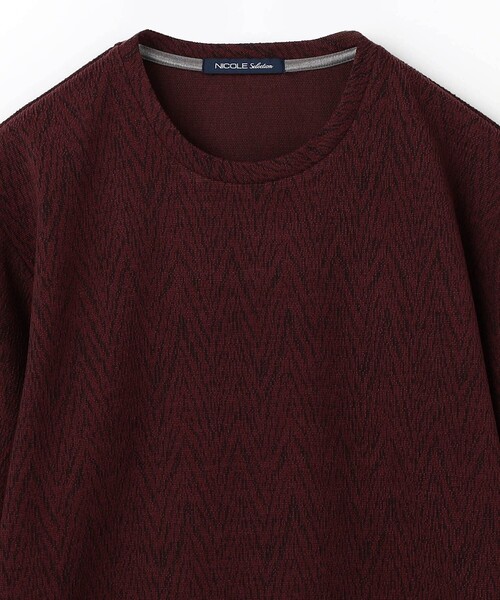 NICOLE selection(ニコルセレクション)の「シェブロン柄ブリスタージャカードクルー―ネックカットソー(Tシャツ/カットソー・メンズ・ネイビー/ホワイト/ブラック/ボルドー・M/XL/L)」の17枚目の写真