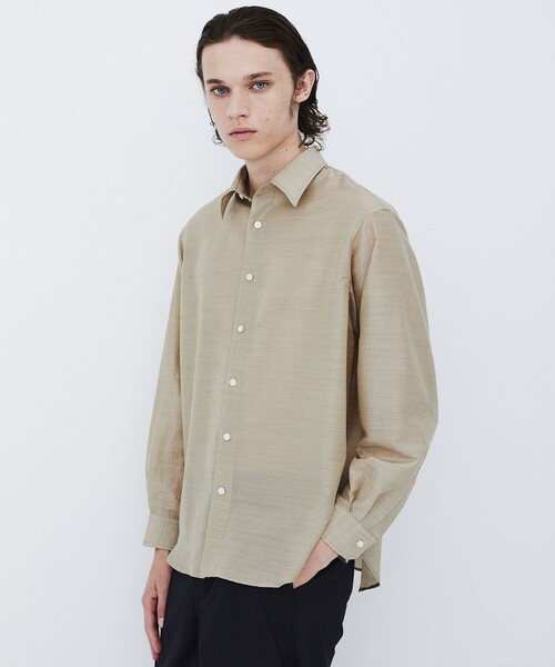 UNITED TOKYO(ユナイテッドトウキョウ)の「【数量限定生産】WOOL SILK RELAX SHIRT |高級素材/シルク/秋服/防臭性/通気性/吸湿性(シャツ/ブラウス・メンズ・ブラック/グレイッシュベージュ・1/2)」の2枚目の写真