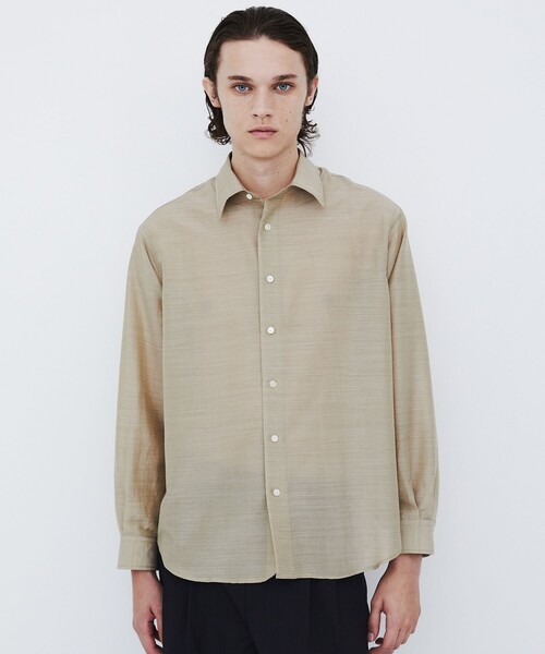 UNITED TOKYO(ユナイテッドトウキョウ)の「【数量限定生産】WOOL SILK RELAX SHIRT |高級素材/シルク/秋服/防臭性/通気性/吸湿性(シャツ/ブラウス・メンズ・ブラック/グレイッシュベージュ・1/2)」の5枚目の写真
