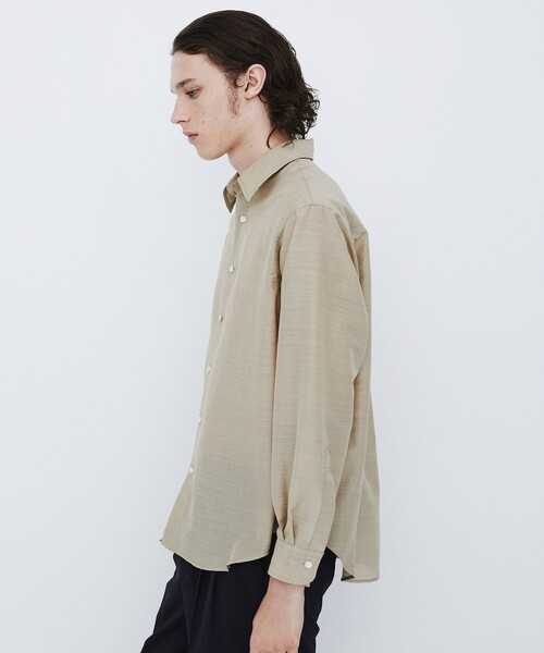 UNITED TOKYO(ユナイテッドトウキョウ)の「【数量限定生産】WOOL SILK RELAX SHIRT |高級素材/シルク/秋服/防臭性/通気性/吸湿性(シャツ/ブラウス・メンズ・ブラック/グレイッシュベージュ・1/2)」の4枚目の写真