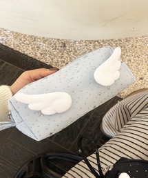 Pochi Pouch（ポチポーチ）の「Pochi Pouch/【Y2K 羽モチーフ】星柄 横長ペンポーチ / ストラップ付き マルチポーチ（ポーチ）」