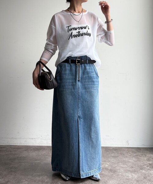 DouDou(ドゥドゥ)の「【WEB限定】シアーロゴTEE(Tシャツ/カットソー・レディース・グレイッシュベージュ/オフホワイト・FREE)」の22枚目の写真