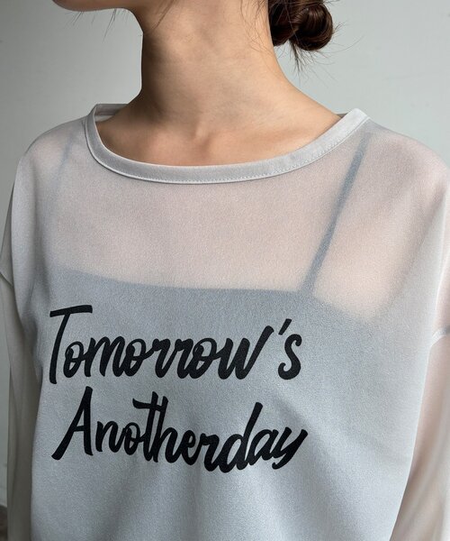 DouDou(ドゥドゥ)の「【WEB限定】シアーロゴTEE(Tシャツ/カットソー・レディース・グレイッシュベージュ/オフホワイト・FREE)」の12枚目の写真