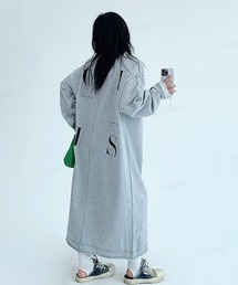 OISISバックプリントアウトステッチロング丈スウェットワンピース
