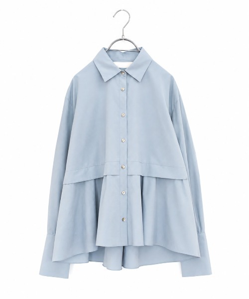 Marilyn Moon（マリリンムーン）の「tuck flare shirt（シャツ/ブラウス・レディース・ネイビー/ホワイト/ブルーグレー/バーガンディー・FREE）」の2枚目の写真
