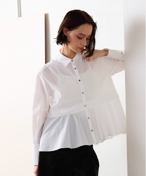 Marilyn Moon（マリリンムーン）の「tuck flare shirt（シャツ/ブラウス・レディース・ネイビー/ホワイト/ブルーグレー/バーガンディー・FREE）」の7枚目の写真