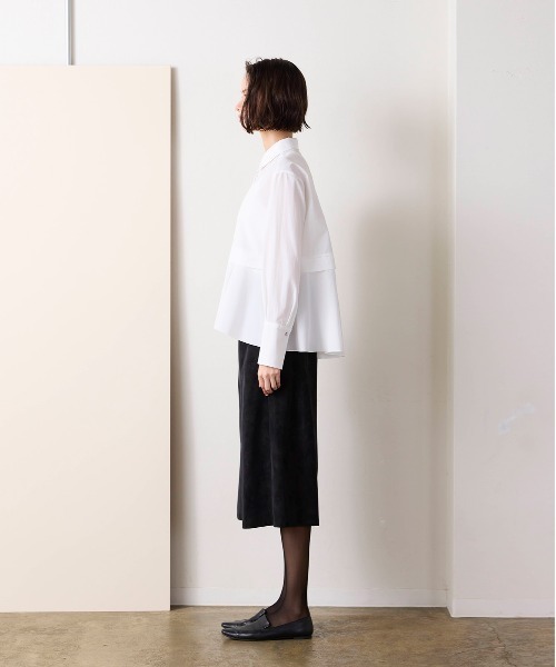 Marilyn Moon（マリリンムーン）の「tuck flare shirt（シャツ/ブラウス・レディース・ネイビー/ホワイト/ブルーグレー/バーガンディー・FREE）」の12枚目の写真