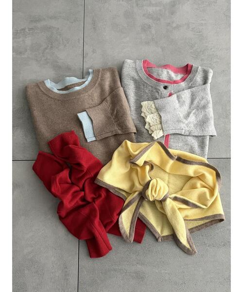 Samansa Mos2(サマンサ モスモス)の「【カシミヤブレンド】配色ニット(ニット/セーター・レディース・ベージュ/ブラック/グレー/レッド/イエロー・F)」の20枚目の写真
