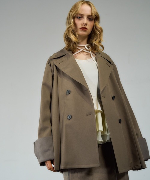 HARE(ハレ)の「ハイショクプリーツトレンチブルゾン(HARE)(ブルゾン・レディース・ブラック/ブラック系その他/カーキ・FREE)」の3枚目の写真