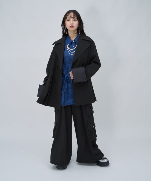 HARE(ハレ)の「ハイショクプリーツトレンチブルゾン(HARE)(ブルゾン・レディース・ブラック/ブラック系その他/カーキ・FREE)」の4枚目の写真