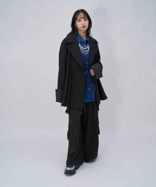 HARE(ハレ)の「ハイショクプリーツトレンチブルゾン(HARE)(ブルゾン・レディース・ブラック/ブラック系その他/カーキ・FREE)」の5枚目の写真