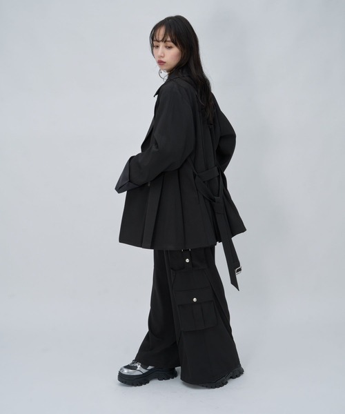 HARE(ハレ)の「ハイショクプリーツトレンチブルゾン(HARE)(ブルゾン・レディース・ブラック/ブラック系その他/カーキ・FREE)」の6枚目の写真