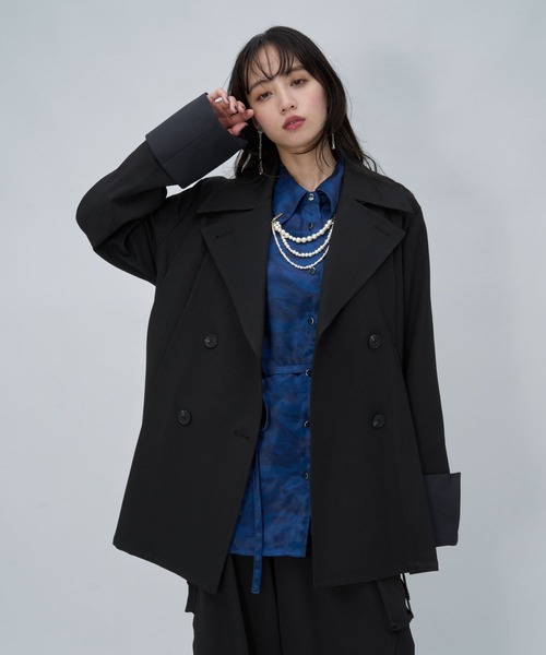 HARE(ハレ)の「ハイショクプリーツトレンチブルゾン(HARE)(ブルゾン・レディース・ブラック/ブラック系その他/カーキ・FREE)」の14枚目の写真