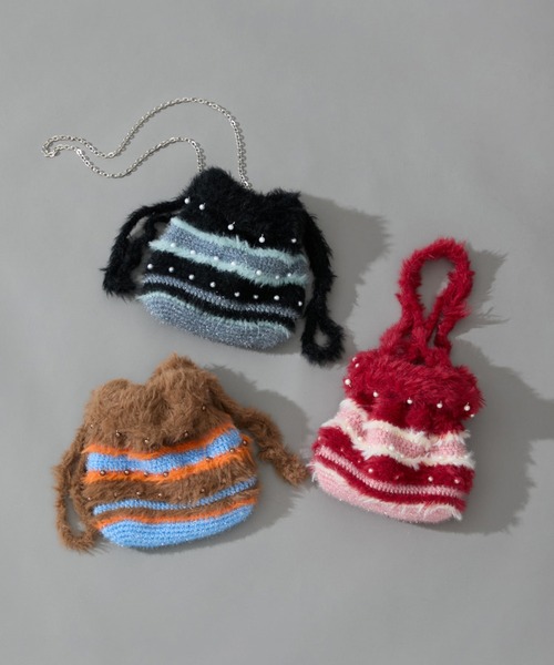 Casselini（キャセリーニ）の「Casselini(キャセリーニ)Fluffy Mix Bag（ショルダーバッグ・レディース・レッド/ブラウン/ブラック・FREE）」の4枚目の写真