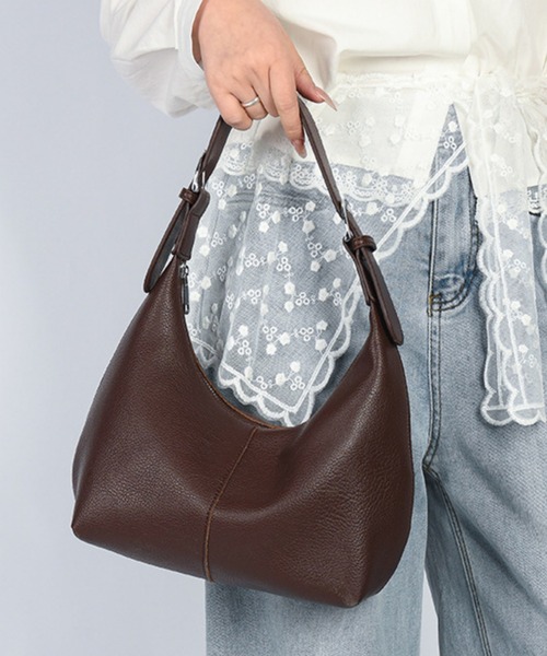 STYLEBLOCK(スタイルブロック)の「2WAYワンハンドルラウンドショルダーバッグ/ペットボトル収納可(ショルダーバッグ・レディース・ダークブラウン/ブラック・FREE)」の2枚目の写真