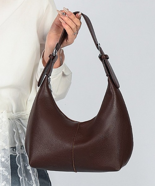 STYLEBLOCK(スタイルブロック)の「2WAYワンハンドルラウンドショルダーバッグ/ペットボトル収納可(ショルダーバッグ・レディース・ダークブラウン/ブラック・FREE)」の13枚目の写真