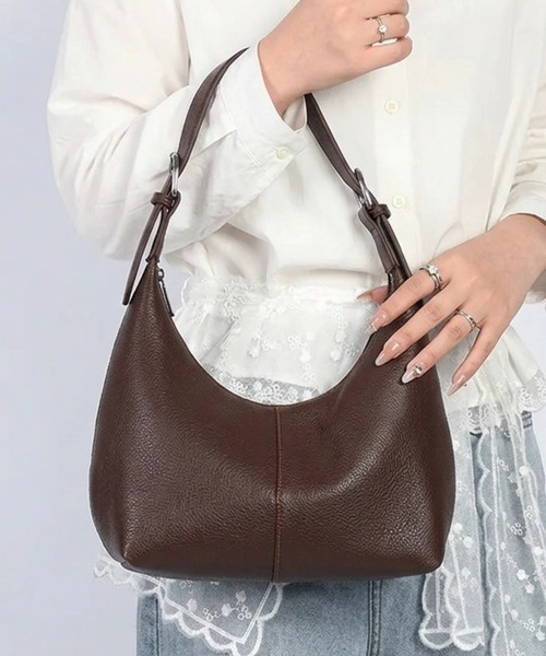 STYLEBLOCK(スタイルブロック)の「2WAYワンハンドルラウンドショルダーバッグ/ペットボトル収納可(ショルダーバッグ・レディース・ダークブラウン/ブラック・FREE)」の15枚目の写真