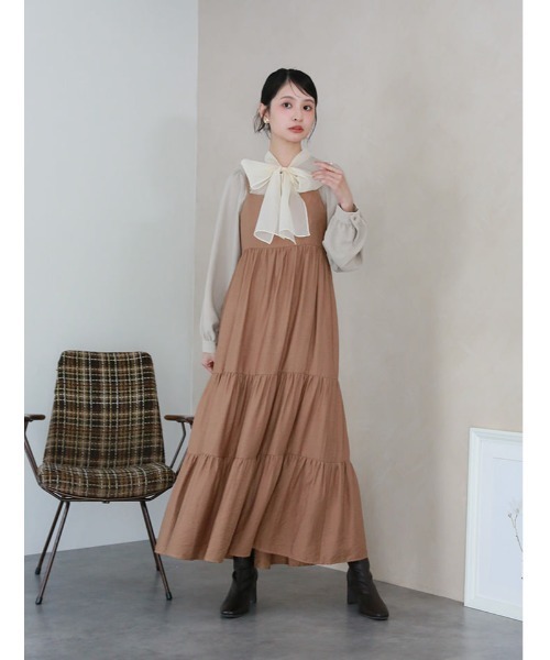 fifth(フィフス)の「オーガンジーリボンとろみ長袖ブラウス(シャツ/ブラウス・レディース・ホワイト/ブラック/グレイッシュベージュ・M)」の4枚目の写真