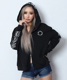 【BLACKQUEEN】プリント入りZIPパーカー